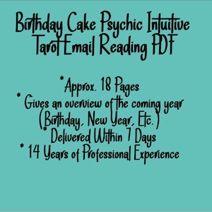 Birthday Cake Psychic Intuitive Tarot Email Reading  (Insight Into the Coming Year, New Year Reading, or Birthday) [Approx. 18 Pages]