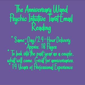 SAME-DAY The Anniversary Wand Psychic Intuitive Tarot Email Reading (Year Review for a Long-Term Romantic Relationship) [Approx. 18 Pages]