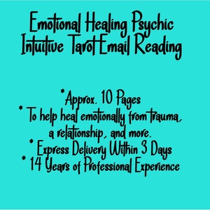 EXPRESS Emotional Healing Psychic Intuitive Tarot Email Reading (Broken Hearts, Trauma, Love, Difficult Situations, etc.) [Approx. 10 Pages]