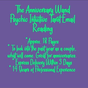 EXPRESS The Anniversary Wand Psychic Intuitive Tarot Email Reading (Year Review for a Long-Term Romantic Relationship) [Approx. 18 Pages]
