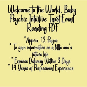 EXPRESS Welcome to the World, Baby Psychic Intuitive Tarot Email Reading  (Reading for an Expectant Mother or Newborn) [Approx. 12 Pages]