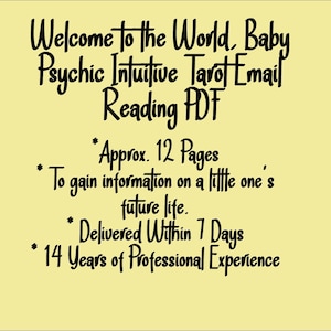 Welcome to the World, Baby Psychic Intuitive Tarot Email Reading  (Reading for an Expectant Mother or Newborn Baby) [Approx. 12 Pages]