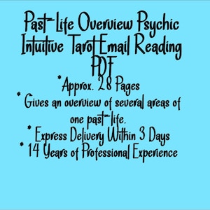 EXPRESS Past-Life Overview Psychic Intuitive Tarot Email Reading  (Insight Into a Previous Lifetime, Past Life Report) [Approx. 28 Pages]