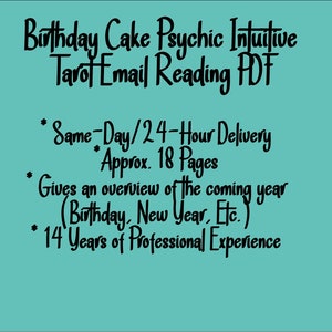 SAME-DAY Birthday Cake Psychic Intuitive Tarot Email Reading  (Reading for the Coming Year, New Year, or Birthday) [Approx. 18 Pages]