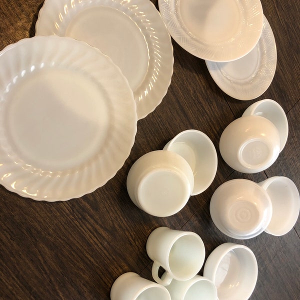 Assorted Milk Glass Dinnerware