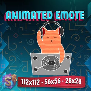 Animiertes DJ Katze Emote, Twitch Streamer Emote, sofort einsatzbereit, Animiertes Emote, für Twitch, Discord und