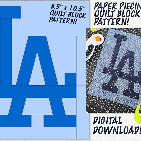 Dodgers Quilt Pattern Paper Piecing Quilt Block Pattern Digital PDF