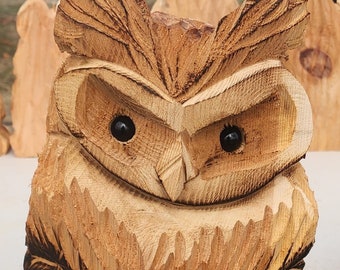 9 inch Baby Owl Chain Saw Carving