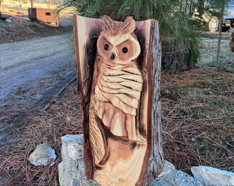 24 inch Redwood Stump Owl