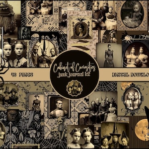 Cabinet of Curiosities Spooky Junk Journal Kit PRINTABLE, Vintage Oddities Photos, Creepy Ephemera Pack, Dark Academia, Horror Junk Journal