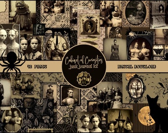 Cabinet of Curiosities Spooky Junk Journal Kit PRINTABLE, Vintage Oddities Photos, Creepy Ephemera Pack, Dark Academia, Horror Junk Journal