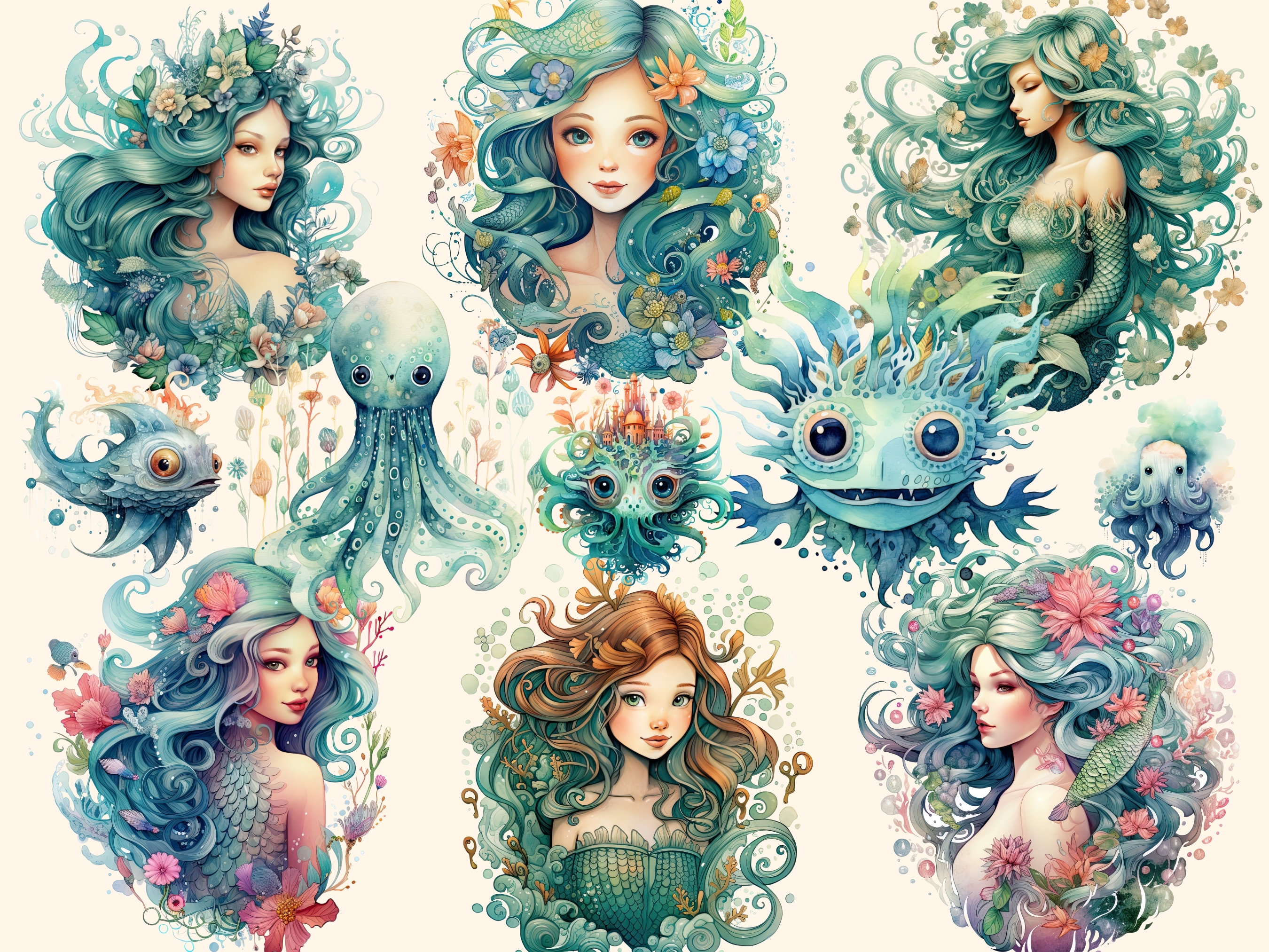 Enchanted Ocean PNG Clipart Bundle Fantasy Images Seaworld PNG ...