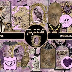 Purple Blush Gothic Junk Journal Kit Printable Witch Ephemera Pack Witchcore Scrapbooking Book of Shadows DIGITAL Paper Pack Collage Sheets