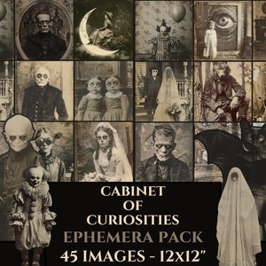 Cabinet of Curiosities Spooky Ephemera PRINTABLE Vintage Oddities Photos DIGITAL Creepy Ephemera Pack Victorian Horror Junk Journal Supply