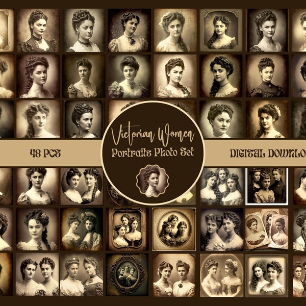 Victorian Women Portrait Photo Pack PRINTABLE, Junk Journal Ephemera, Scrapbook Supplies, Victorian Ephemera Pack, Vintage Photo DIGITAL PNG