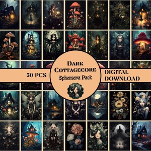 Dark Cottagecore Ephemera Pack PRINTABLE Fairy Junk Journal Kit Mushroom Ephemera Scrapbook Supplies Fairyhouse Ephemera Cottagecore ATC