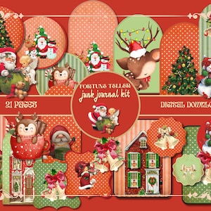 Christmas Junk Journal Kit DIGITAL Enchanted Woodland Christmas Collage Printables Christmas Ephemera Pack Christmas Scrapbook Fussy Cuts