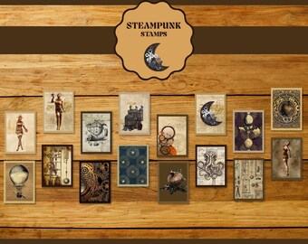 STEAMPUNK Junk Journal Stamps PRINTABLE Steampunk Collage Sheets DIGITAL Scrapbook Stamps Steampunk Ephemera Steampunk Stamps Paper Crafts