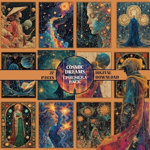 COSMIC Dreams Junk Journal Kit Imprimable Mystique Éphémères Magique Scrapbook Fournitures Surréaliste Collage Feuilles Trippy Image Pack DIGITAL art
