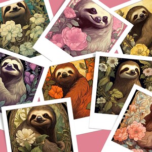 Sloth Journal Art Nouveau Sloths Junk Journal Pages DIGITAL Sloth Ephemera Pack Sloth ...