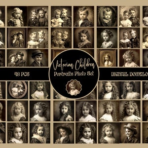 Paquete de fotos de retratos de niños victorianos DIGITAL Vintage Junk Journal Ephemera IMPRIMIBLE Victorian Scrapbook Supplies Vintage Ephemera Pack