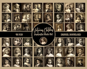 Victorian Children Portrait Photo Pack DIGITAL Vintage Junk Journal Ephemera PRINTABLE Victorian Scrapbook Supplies Vintage Ephemera Pack
