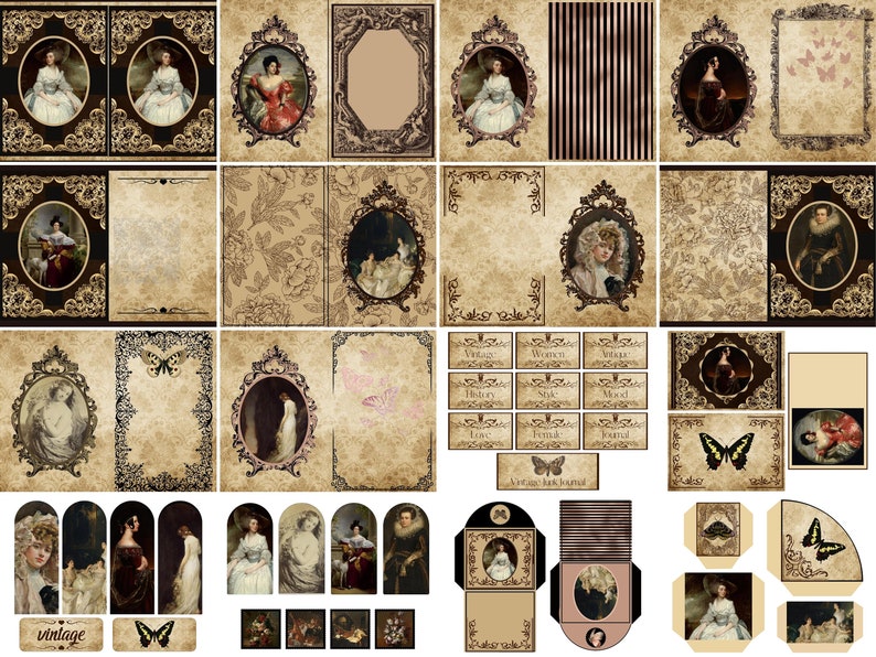 Vintage Women Junk Journal Kit PRINTABLE Antique Portraits - Etsy