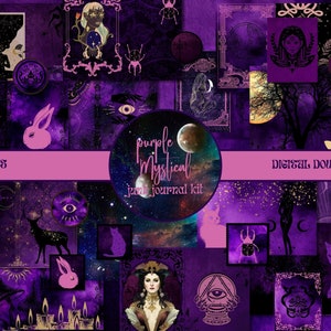 Purple Mystical Junk Journal Kit Gothic Ephemera Pack Witch Scrapbook Supplies Spooky Junk Journal Pages Purple Paper Pack DIGITAL ephemera