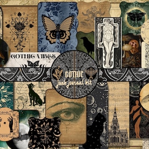 Gothic Junk Journal Kit PRINTABLE Witch Scrapbook Halloween Junk Journal Pages Digital Ephemera Pack Junk Journal Supply Book of Shadows