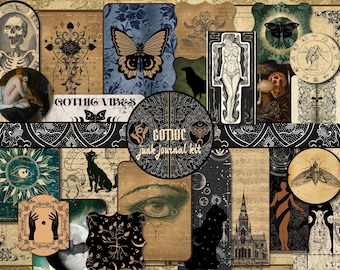 Gothic Junk Journal Kit PRINTABLE Witch Scrapbook Halloween Junk Journal Pages Digital Ephemera Pack Junk Journal Supply Book of Shadows