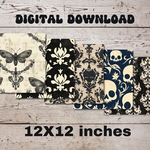 Gothic Pattern Paper Pack PRINTABLE, Victorian Papers, Gothic Scrapbook ...