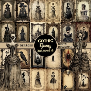 Gothic Dreams Junk Journal Kit Printable Witchy Ephemera Creepy Scrapbook Supplies Esoteric Collage Sheets Wiccan Images Witch Junk Journal