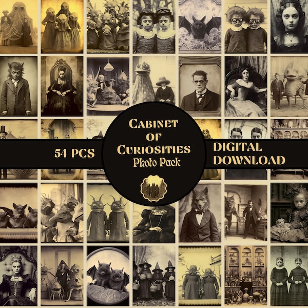 Cabinet of Curiosities Spooky Ephemera PRINTABLE Vintage Oddities Photos DIGITAL Creepy Ephemera Pack Horror Junk Journal Supply Scrapbook