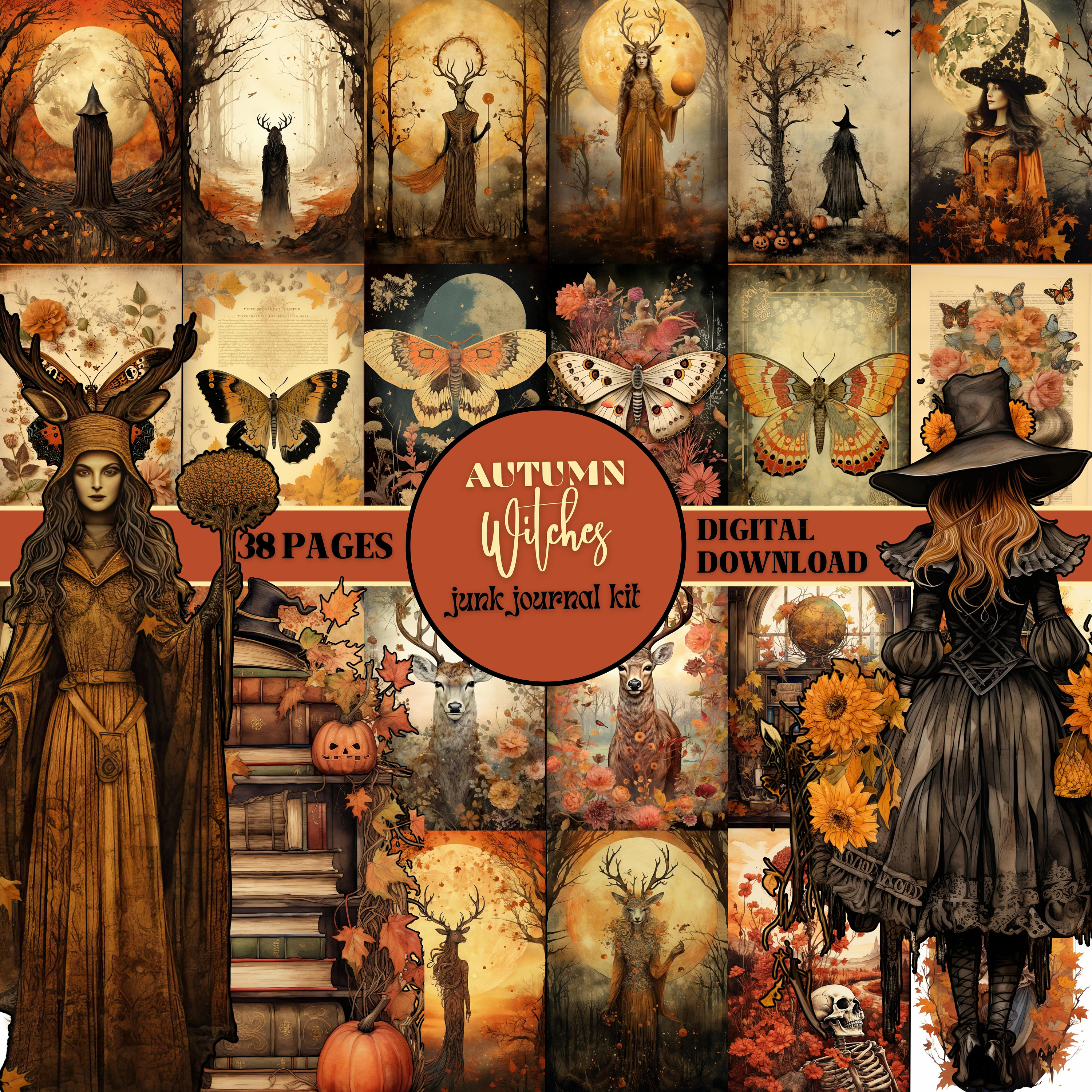 Autumn Witches Junk Journal Kit PRINTABLE Wiccan Ephemera Witchy ...