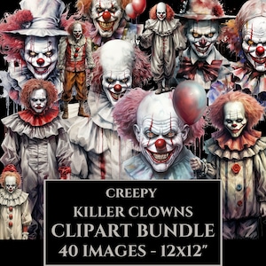 Payasos asesinos espeluznantes PNG Clipart Paquete Imágenes de payaso Espeluznante PNG Uso comercial Fondo transparente Payaso asesino Clipart Clowncore Gráficos