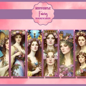 6 Fairy Bookmarks Printable , Fairies Bookmark Set, DIGITAL Bookmark, Book Lover Gift, Unique Bookmarks, Aesthetic Bookmark, DIY Bookmark