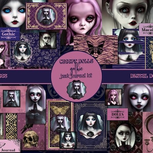 Creepy Haunted Dolls Junk Journal Pages PRINTABLE Gothic Dolls Ephemera Pack Macabre Junk Journal Supplies DIGITAL Scrapbook Horror Ephemera