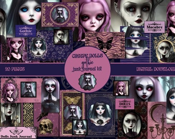 Creepy Haunted Dolls Junk Journal Pages PRINTABLE Gothic Dolls Ephemera Pack Macabre Junk Journal Supplies DIGITAL Scrapbook Horror Ephemera