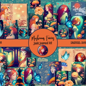 Fungo Fate Pagine di diario spazzatura STAMPABILE Fungo Ephemera Pack Carte Cottagecore Forniture per album Fairycore Collage Fogli DIGITALE