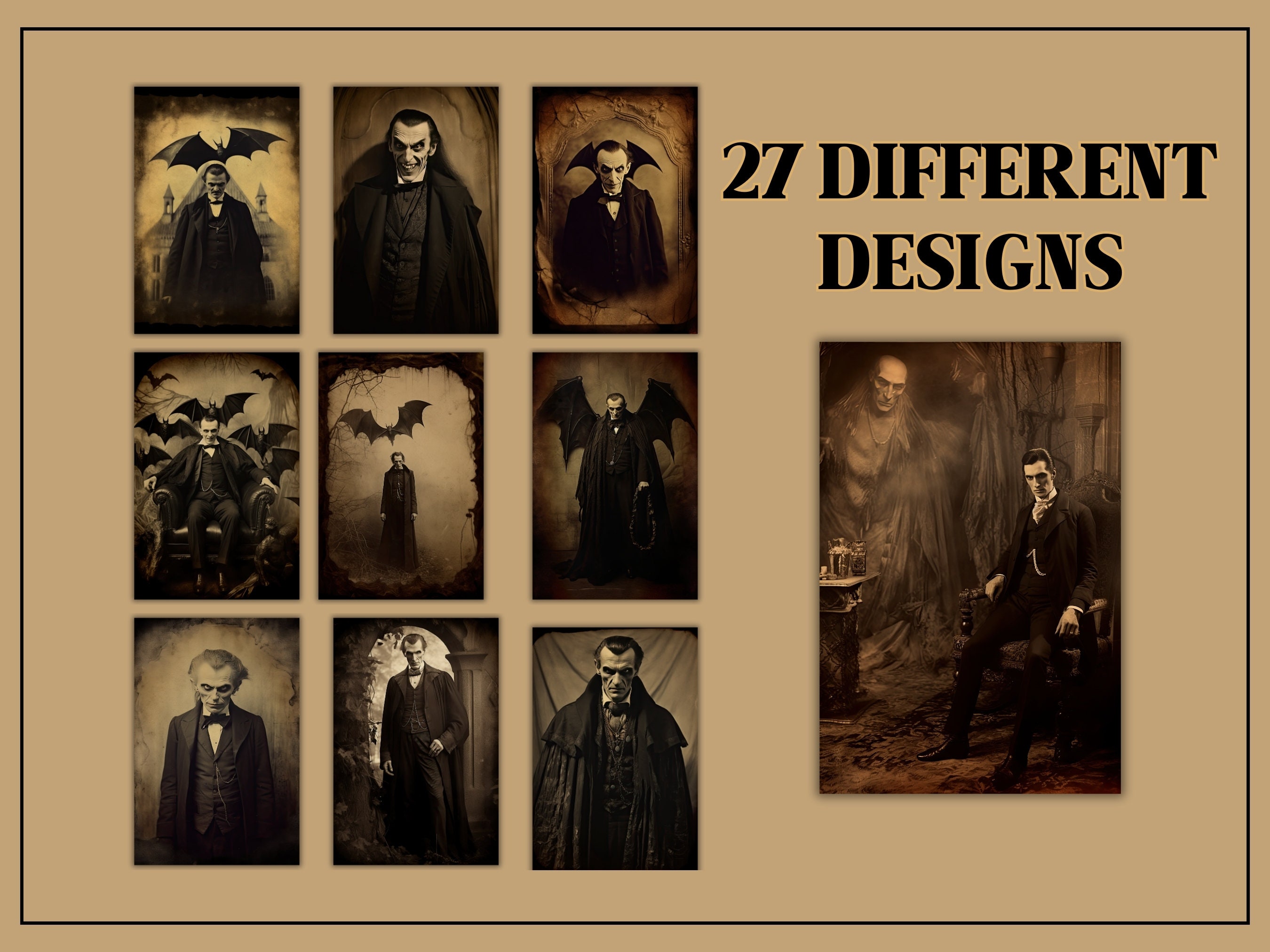 Victorian Vampires Vintage Photo Pack Creepy Ephemera PRINTABLE