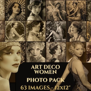 ART DECO 女性 PNG バンドル 狂騒の 20 年代 ヴィンテージ エフェメラ ブック アールデコ フォト パック 印刷可能なエフェメラ 1920 年代 ジャンク ジャーナル キット 20 年代 スクラップブック