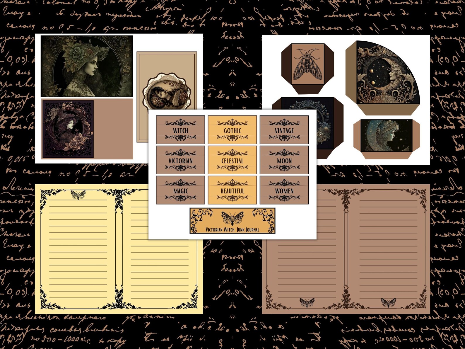 Victorian Witch Junk Journal Kit PRINTABLE Gothic Ephemera Pack ...