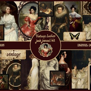 Vintage Women Junk Journal Kit PRINTABLE Antique Portraits Ephemera Scrapbook Supplies DIGITAL Junk Journal Pages Vintage Collage Sheets