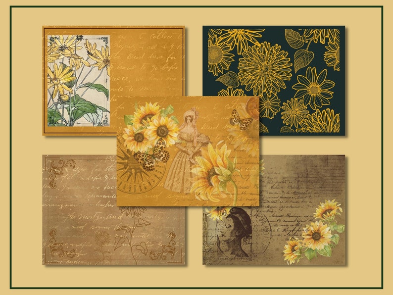Sunflower Junk Journal Kit PRINTABLE Autumn Collage Sheets - Etsy