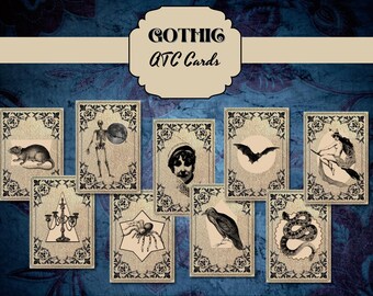 GOTHIC Printable Artist Trading Cards Witch Ephemera Pack Printable Junk Journal Cards Paper Pack for Card Making DIGITAL Scrapbook Supplies