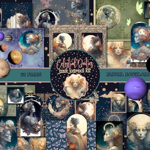 Celestial Deities Junk Journal Kit Fantasy Ephemera Pack DIGITAL Collage Sheets Gothic Scrapbook Supplies Celestial Ephemera Grimoire Pages