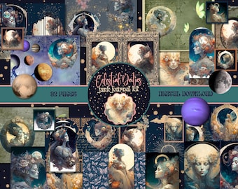 Celestial Deities Junk Journal Kit Fantasy Ephemera Pack DIGITAL Collage Sheets Gothic Scrapbook Supplies Celestial Ephemera Grimoire Pages