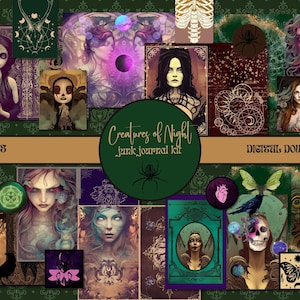 Criaturas de Night Horror Junk Journal Pages DIGITAL Creepy Junk Journal Supplies Gothic Scrapbook Spooky Ephemera Macabre Collage Sheets