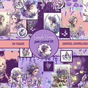 Lavender Dreams Junk Journal Kit PRINTABLE Purple Collage Sheets Violet Shabby Chic Scrapbook Supplies Lavender Ephemera Junk Journal Pages
