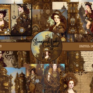 Steampunk Ladies Junk Journal Kit PRINTABLE Steampunk Ephemera Pack Steampunk Scrapbook Supplies Steampunk Junk Journal Pages Collage Sheets